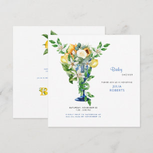 Mooie mediterrane Floral Baby shower Matte Kaart