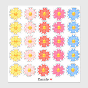 Mooie Meerkleurige Hart Bloemenset Sticker