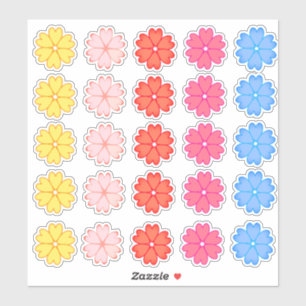 Mooie Meerkleurige Hart Bloemenset Sticker