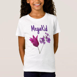 Mooie Mega Kind  roze tulp paarse bloemen T-shirt