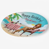 Mooie meid in het Bord van de Beach Birthday Paper (Gekanteld)