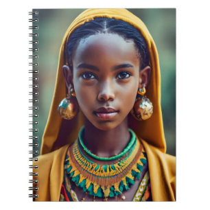 Mooie meid van Centraal-Afrikaanse etniciteit, Notitieboek