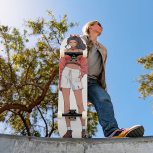 Mooie meisje sport anime skateboard