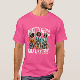 Mooie Meisjes Lopen Zo Fashion Cowgirl Zwart T-shirt