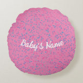 Mooie Meisjesachtige Blos Roze Pastel Blauwe Stip Rond Kussen (Voorkant)