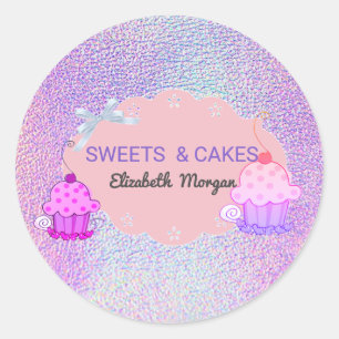 Mooie Meisjesachtige Moderne, Holografische Cupcak Ronde Sticker