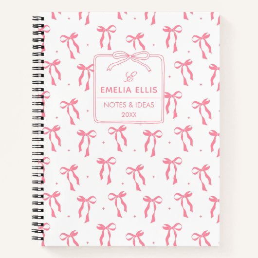 Mooie meisjesachtige roze en witte coquette monogr notitieboek (Voorkant)