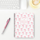 Mooie meisjesachtige roze en witte coquette monogr notitieboek