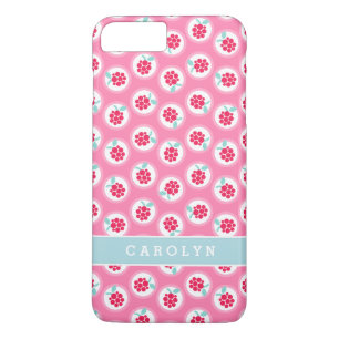 Mooie meisjesachtige roze framboos patronen monogr iPhone 8 plus / 7 plus hoesje