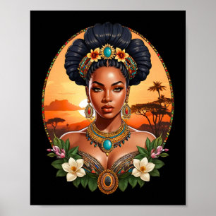 Mooie melanine zwarte vrouw koningin van Sheba Des Poster