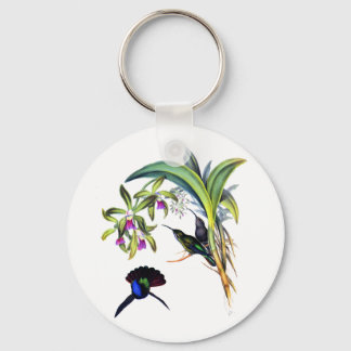 Mooie mensvogels en Paarse orchideeën Sleutelhanger