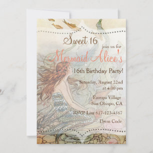 Mooie Mermaid  Sweet 16 Birthday Invite Kaart