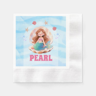 Mooie Mermaid Waterverf Onder de Zee Papieren Serv Servet