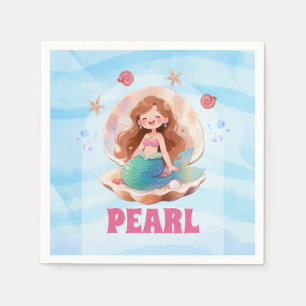 Mooie Mermaid Waterverf Onder de Zee Papieren Serv Servet