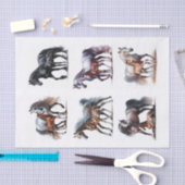 Mooie merries met hun veulens Fussy Cuts Tissuepapier (Craft)