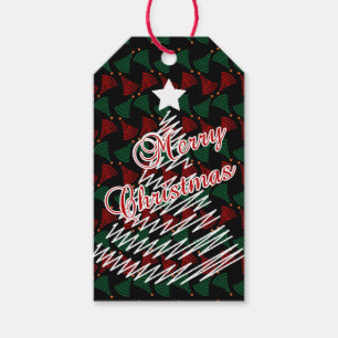 Mooie Merry Scribble kerstboom ontwerp Cadeaulabel