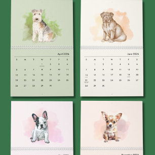 Mooie met de hand geschilderde honden kunst muurka kalender