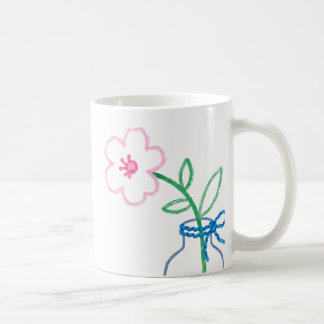 Mooie met de hand getekende bloem in vaas koffiemo koffiemok
