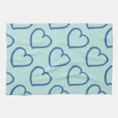 Mooie met de hand getekende harten ontwerp blauw o theedoek (Horizontaal)