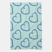 Mooie met de hand getekende harten ontwerp blauw o theedoek (Verticaal)