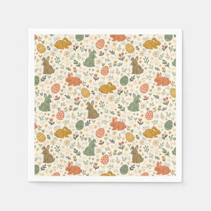 Mooie met de hand getekende lente-konijn servetten