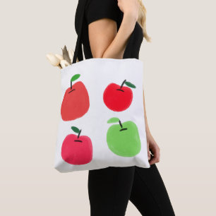 Mooie met de hand getekende rode en groene appels draagtas