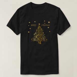 Mooie, metalen gouden kerstboom t-shirt