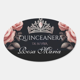 Mooie Mexicaanse Quinceañera Roos Ovale Sticker