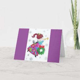 Mooie Mid Century Mod Retro Angel Feestdagen Kaart