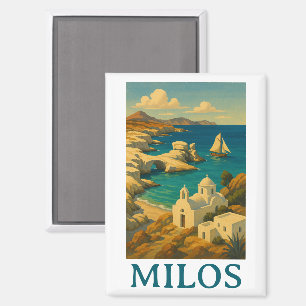 Mooie Milos Griekenland Vintage Travel Print Magneet