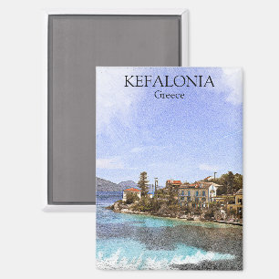 Mooie minimale Kefalonia Griekenland schilderij Magneet