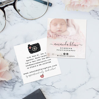 Mooie Minimalistische Fotograaf Camera Persoonlijk Vierkante Visitekaartje