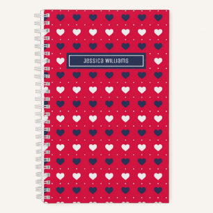 Mooie minimalistische hartpatroon gepersonaliseerd notitieboek