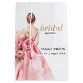 Mooie Minimalistische Waterverf Bruids Bruiloft Br Medium Cadeauzakje (Achterkant)