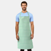 Mooie Mint Green White Gingham Check Schort (Gedragen)