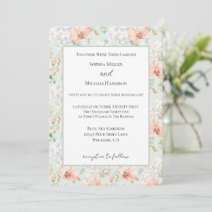 Mooie Mint Perzik Orchidee Bloemen Bruiloft Kaart