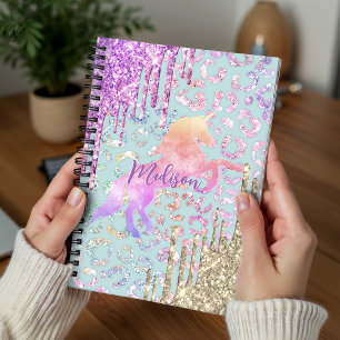 Mooie Mint Unicorn Dierenprint glitters monogram Planner