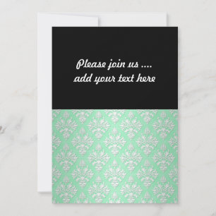 Mooie mintgroene en witte bloemendamaskprint kaart