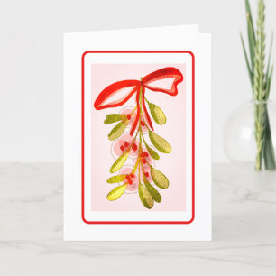 Mooie Mistletoe Plant digitale geschilderde look Kaart