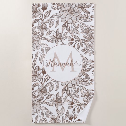 Mooie Mocha Mousse  Bloemen Strandlaken (Voorkant)