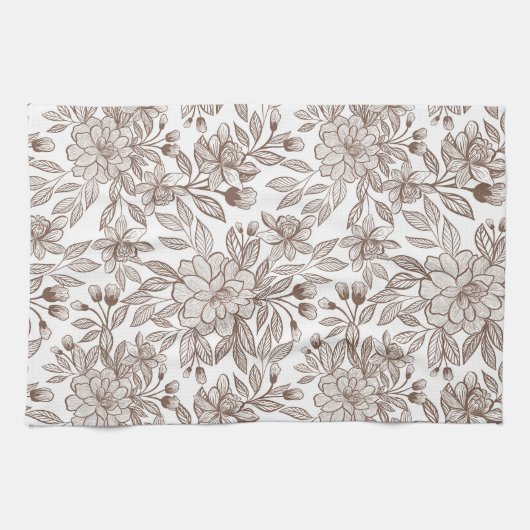 Mooie Mocha Mousse  Bloemen Theedoek (Horizontaal)