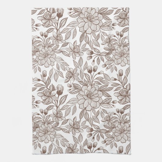 Mooie Mocha Mousse  Bloemen Theedoek (Verticaal)