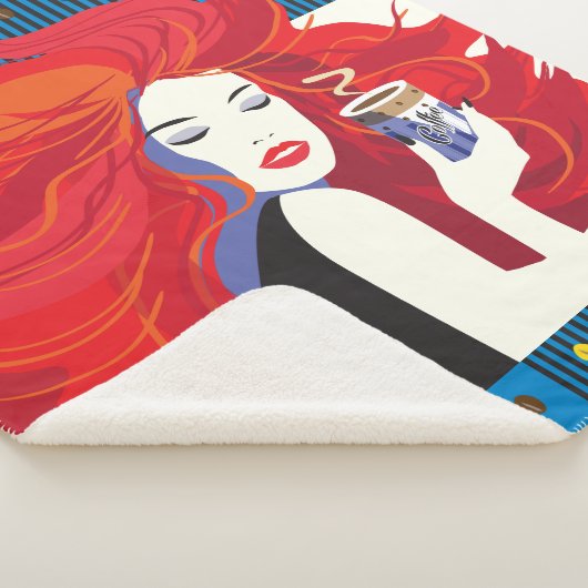 Mooie Mode vrouw met koffiebeker modern Sherpa Deken (3/4)