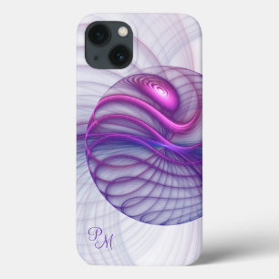 Mooie moderne Abstracte fractal roze Initialen iPhone 13 Hoesje