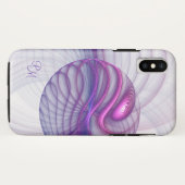 Mooie moderne Abstracte fractal roze Initialen Case-Mate iPhone Case (Achterkant (horizontaal))