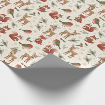 Mooie moderne bosdieren kerstcadeau verpakkingsrol