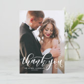 Mooie Moderne Calligraphy Bruiloft Foto Bedankt (Staand voorkant)
