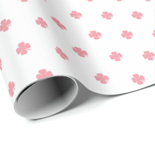 Mooie Moderne Eenvoudige Roze Geluksbloemen Cadeaupapier