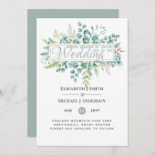 Mooie moderne eucalyptus groene bruiloft (Voorkant / Achterkant)