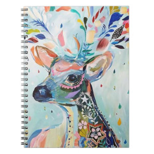 Mooie moderne herten kunst bloem geweien notitieboek